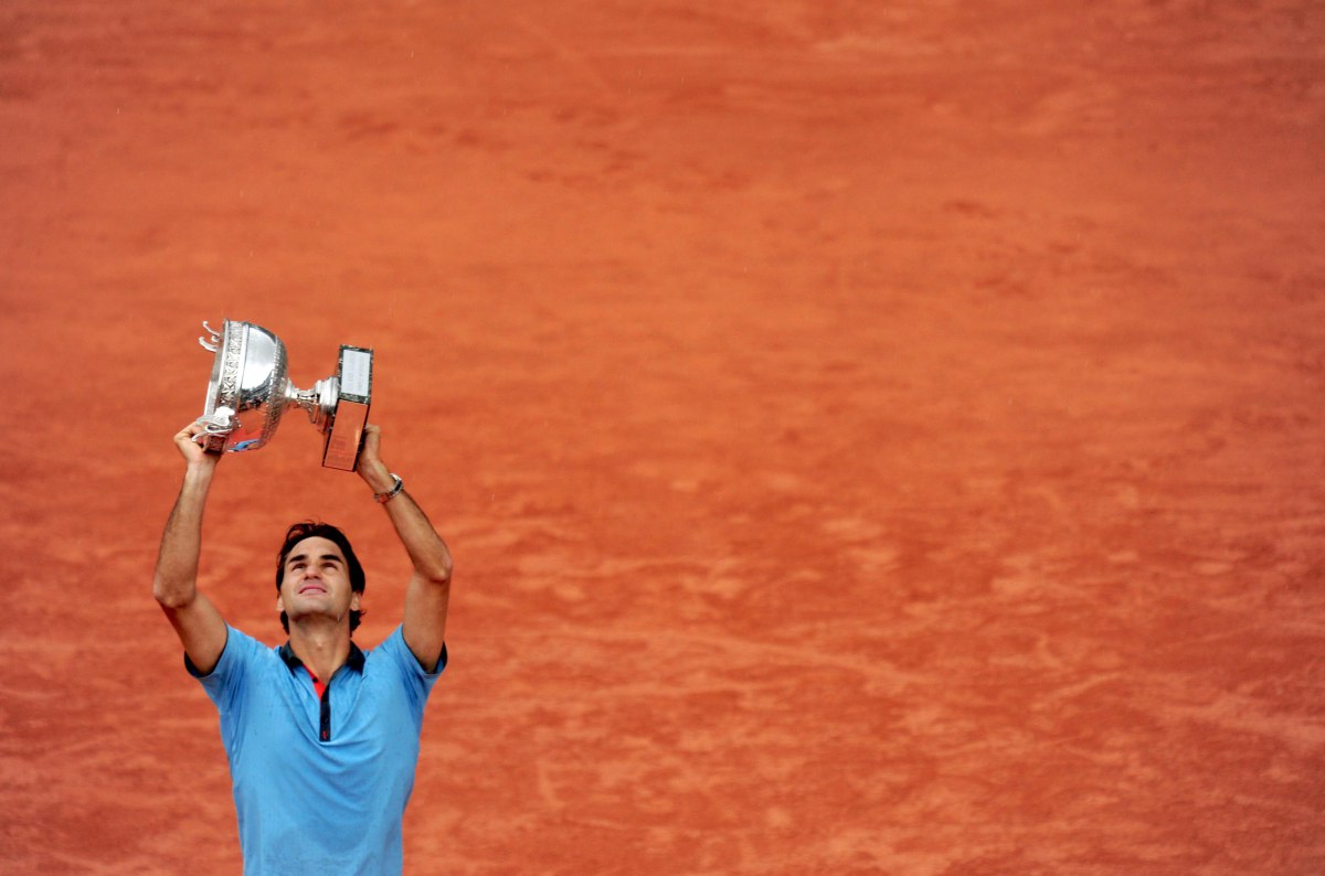 Federer nel 2009 a Parigi, nell'unica volta che ha vinto il Roland Garros